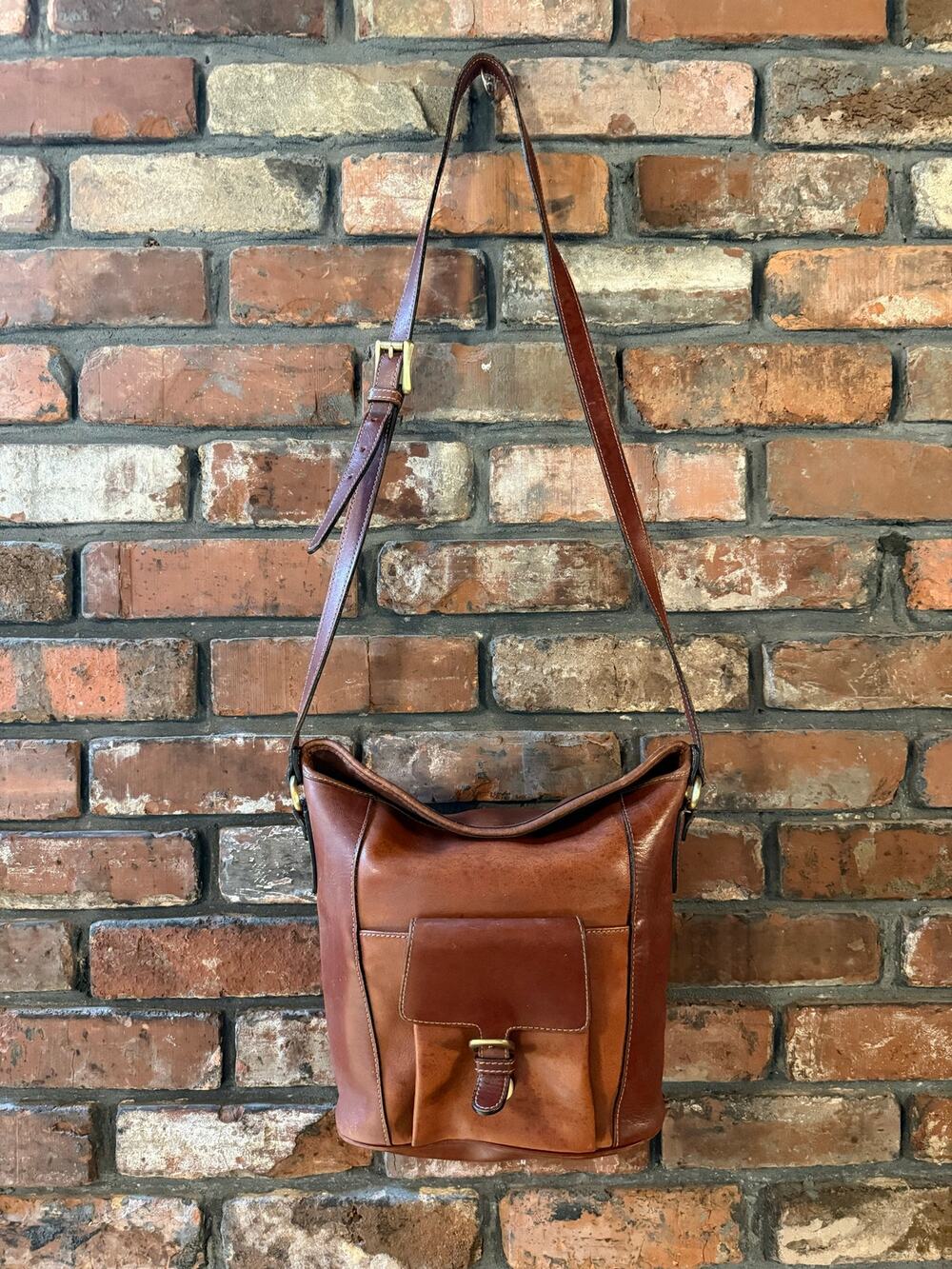 Vintage Bally Brown Leather Shoulder Crossbody Bag Made in USA